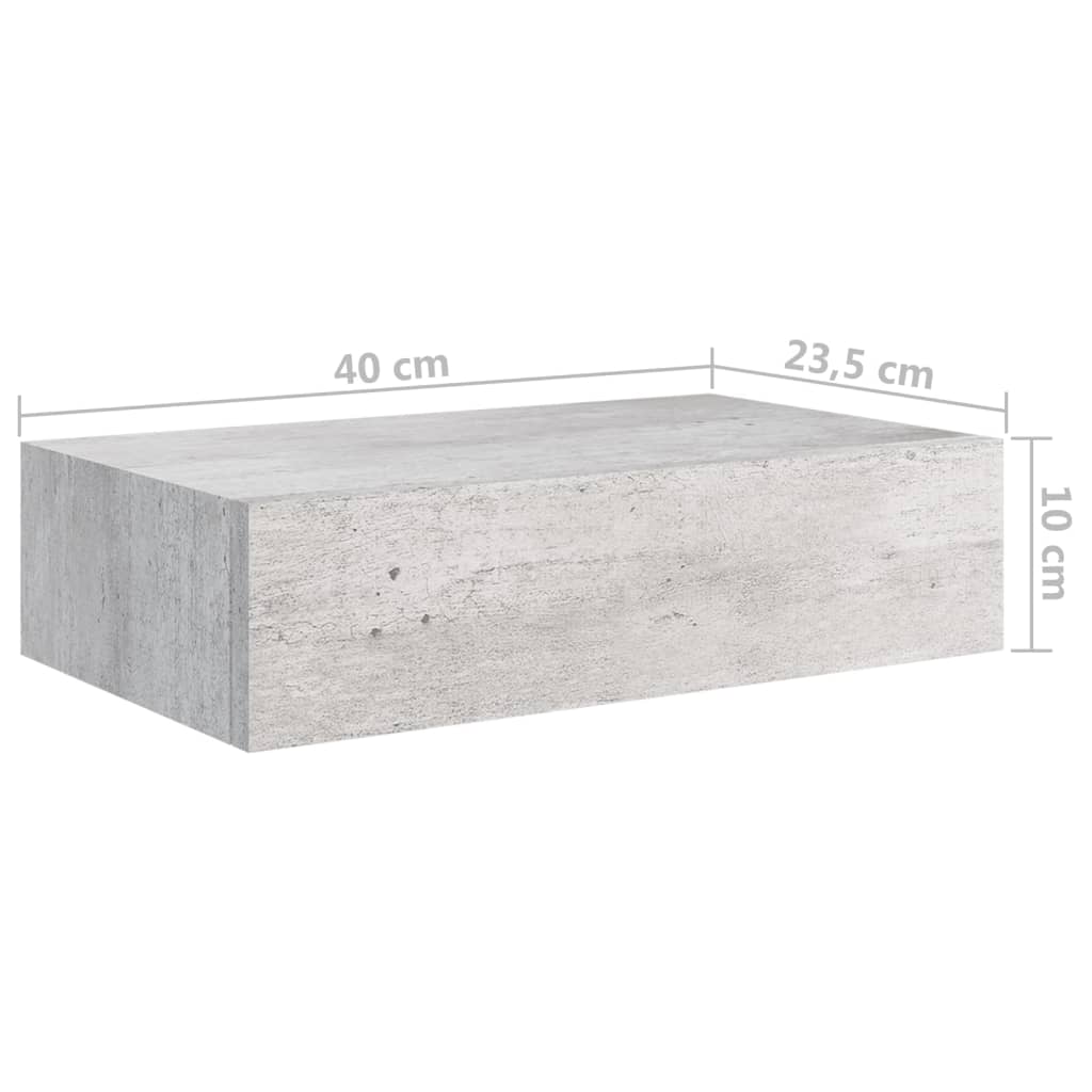 vidaXL Dulap de perete cu sertare, gri beton, 40x23,5x10 cm, MDF