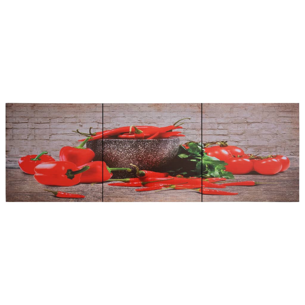 vidaXL Set tablouri din pânză, imprimeu paprika, multicolor, 120x40 cm