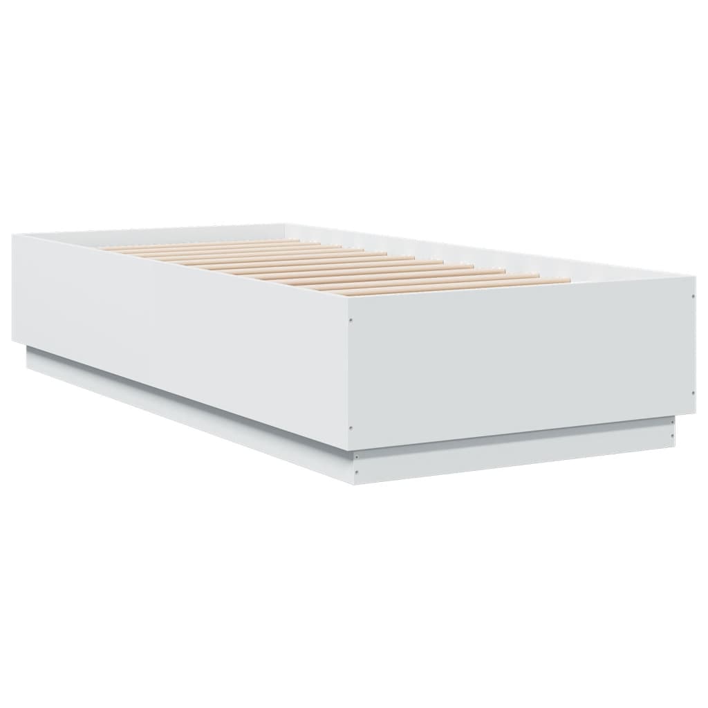 vidaXL Cadru de pat, alb, 90x200 cm, lemn prelucrat