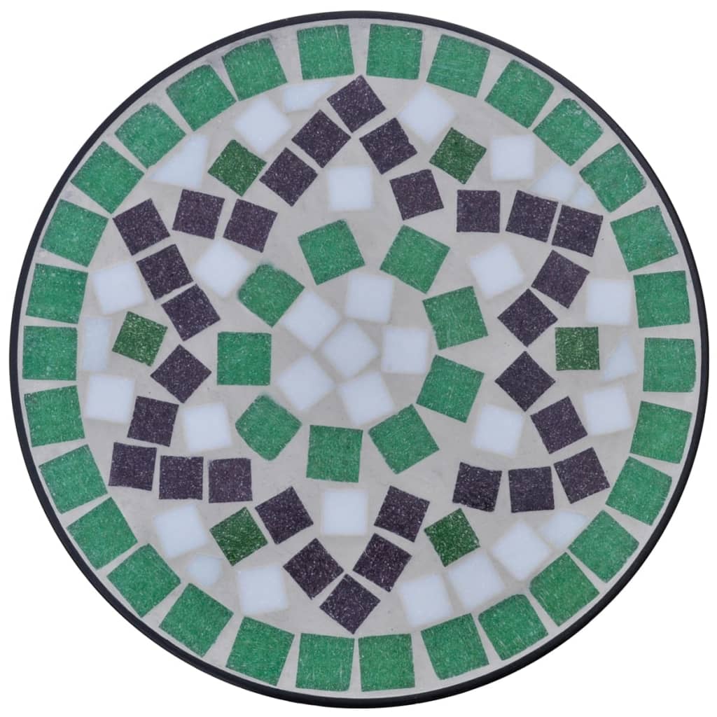 Masă laterală cu mozaic pentru plante, verde și alb