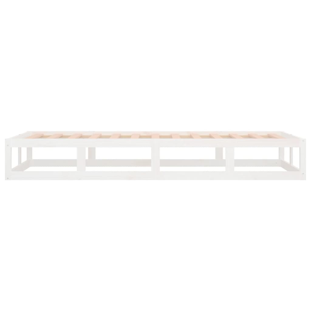 vidaXL Cadru de pat, alb, 100x200 cm, lemn masiv