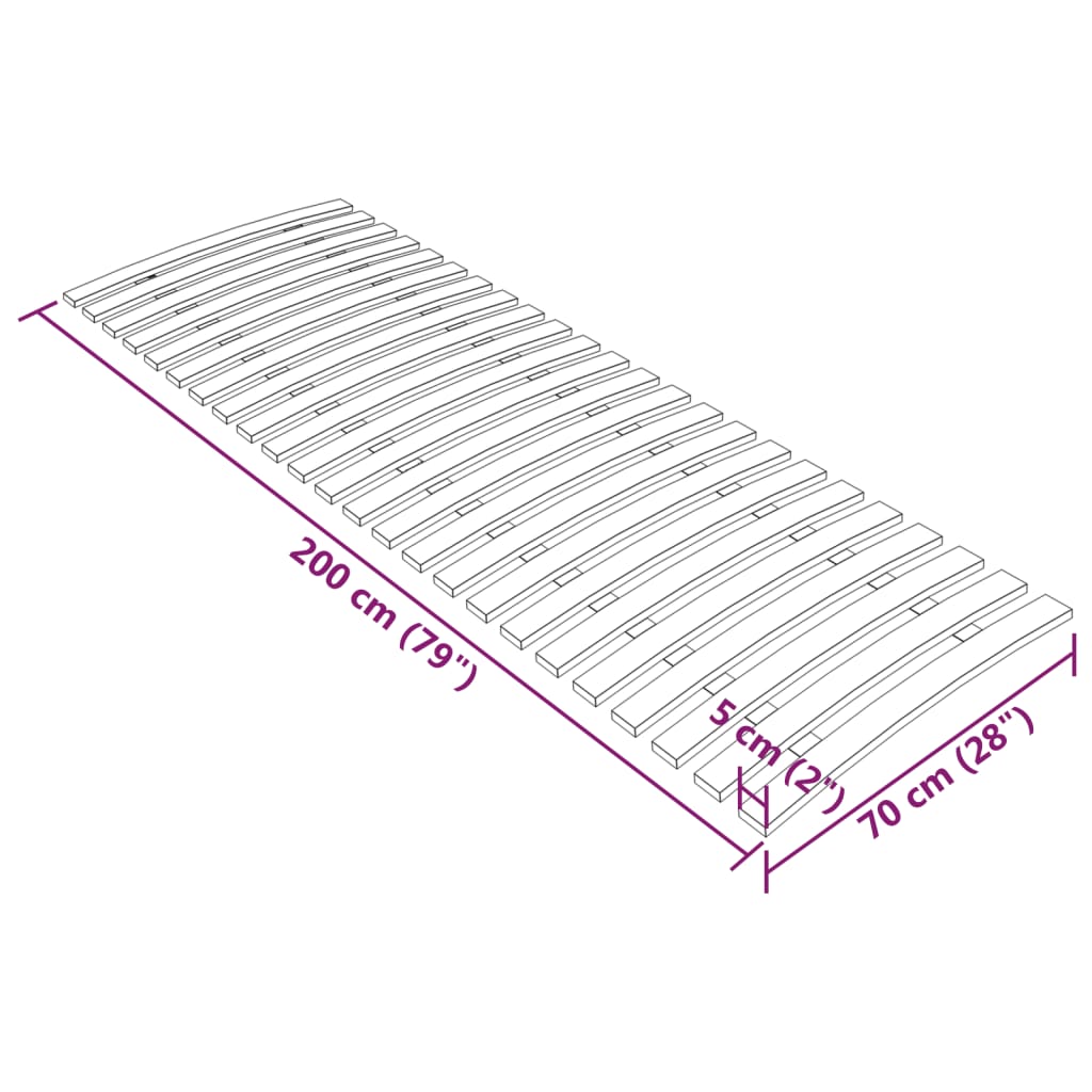 vidaXL Bază de pat cu șipci, 24 șipci, 70x200 cm
