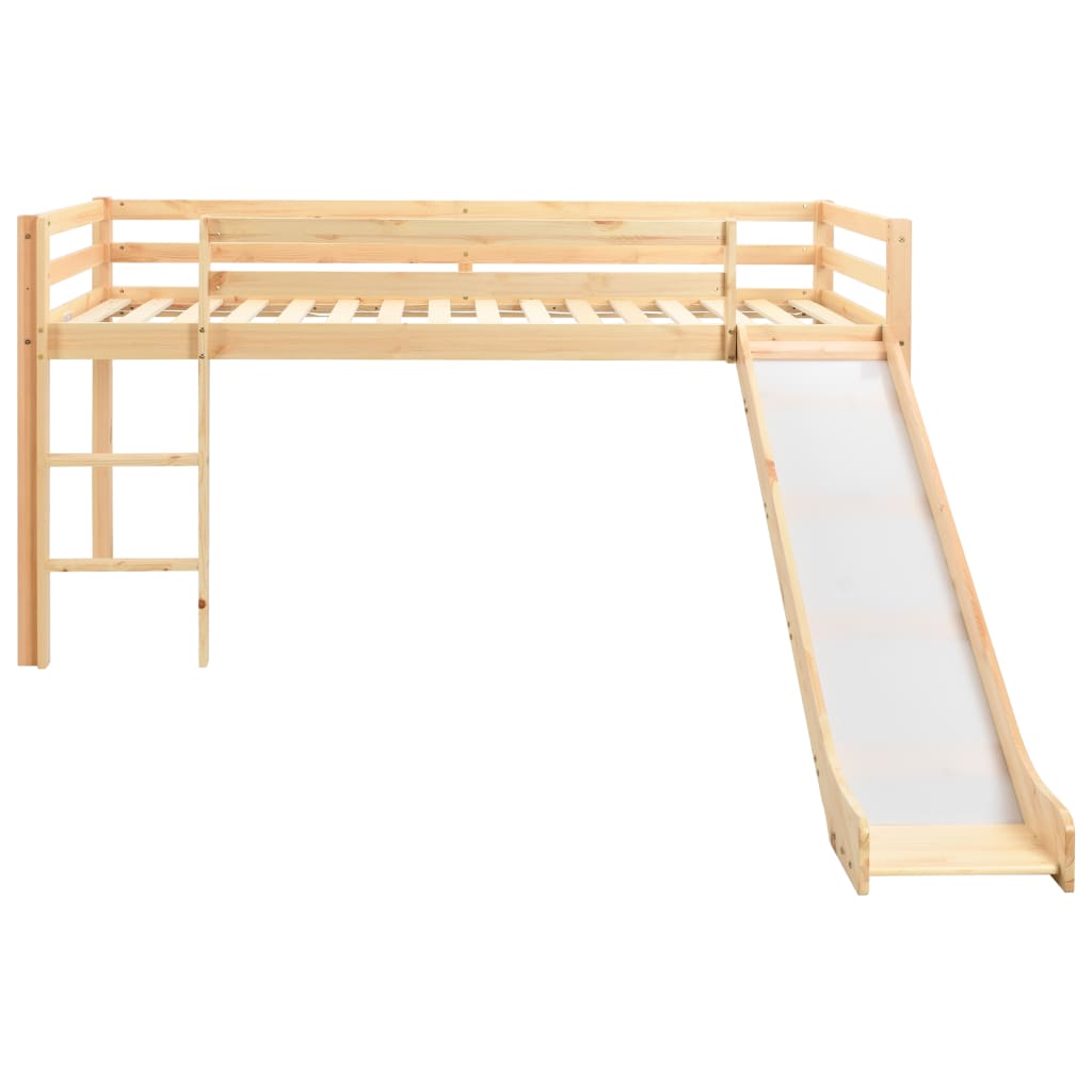 vidaXL Cadru pat copii etajat cu tobogan & scară 97x208cm lemn de pin
