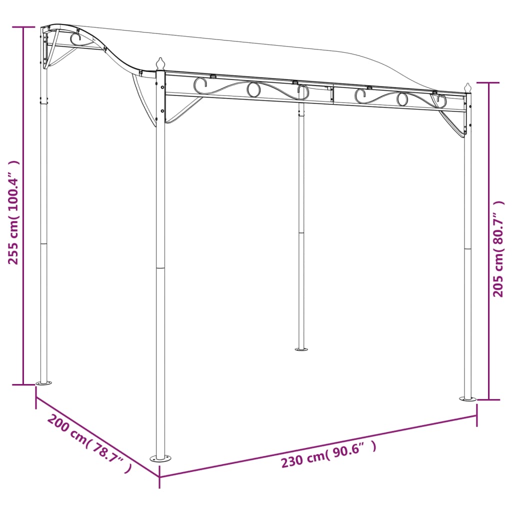 vidaXL Baldachin, gri taupe, 2x2,3 m, 180 g/m², țesătură și oțel