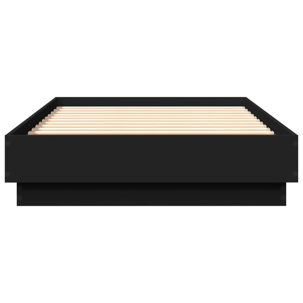 vidaXL Cadru de pat cu lumini LED, negru, 90x190 cm