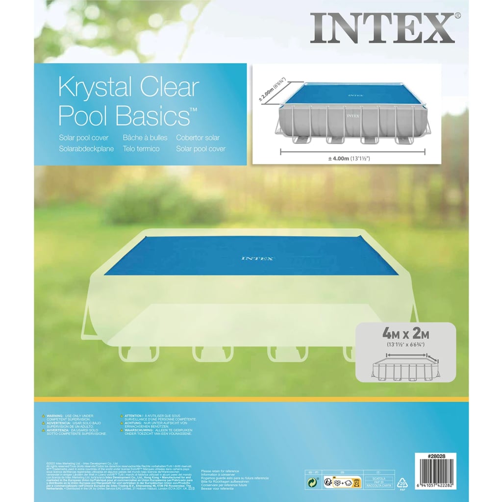 Intex Prelată solară de piscină, albastru, 378x186 cm, polietilenă
