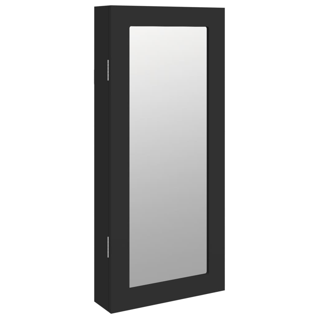 vidaXL Dulap de bijuterii cu oglindă de perete, negru, 30x8,5x67 cm