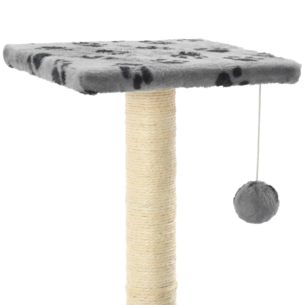 vidaXL Ansamblu pisici cu stâlpi funie sisal gri 65 cm imprimeu lăbuțe