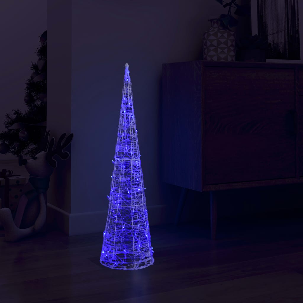 vidaXL Piramidă decorativă con de lumini cu LED albastru 90 cm acril