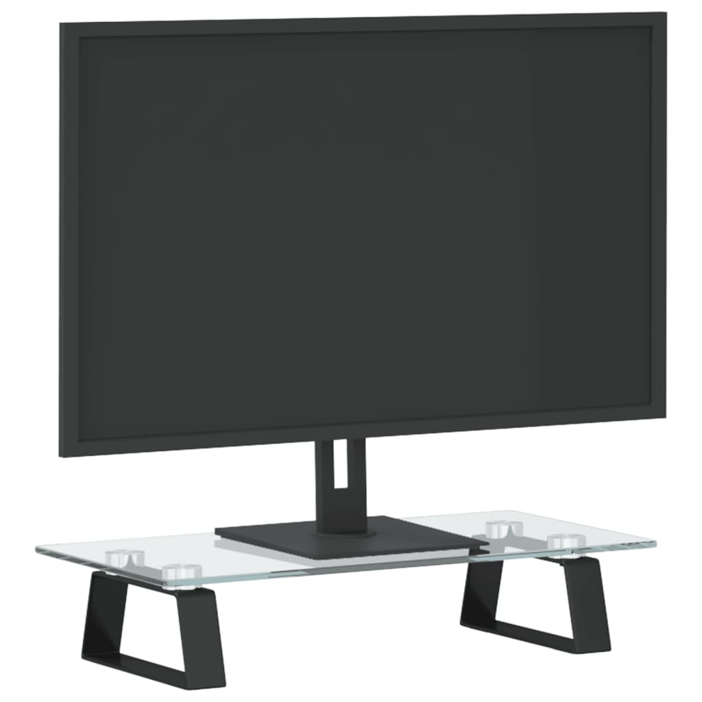 vidaXL Suport de monitor, negru, 40x20x8 cm, sticlă securizată/ metal
