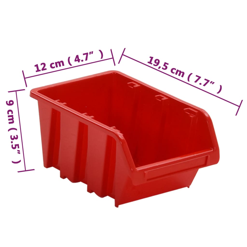vidaXL Set rafturi atelier 35 buc. roșu / negru 77x39 cm polipropilenă