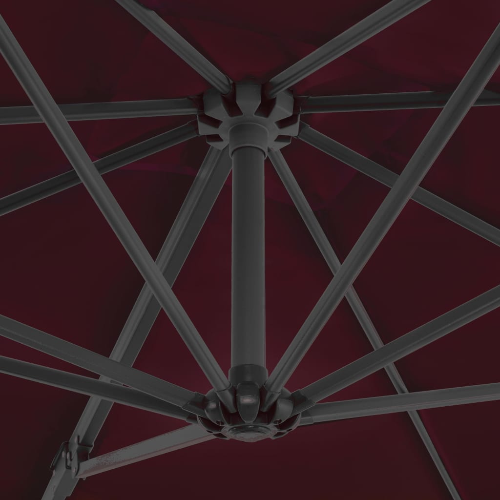 vidaXL Umbrelă suspendată cu stâlp aluminiu, roșu bordo, 250x250 cm