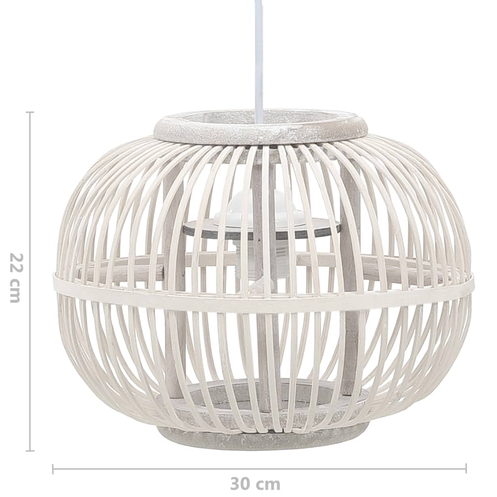 vidaXL Lampă suspendată, alb, 30 x 22 cm, 40 W, răchită, glob, E27