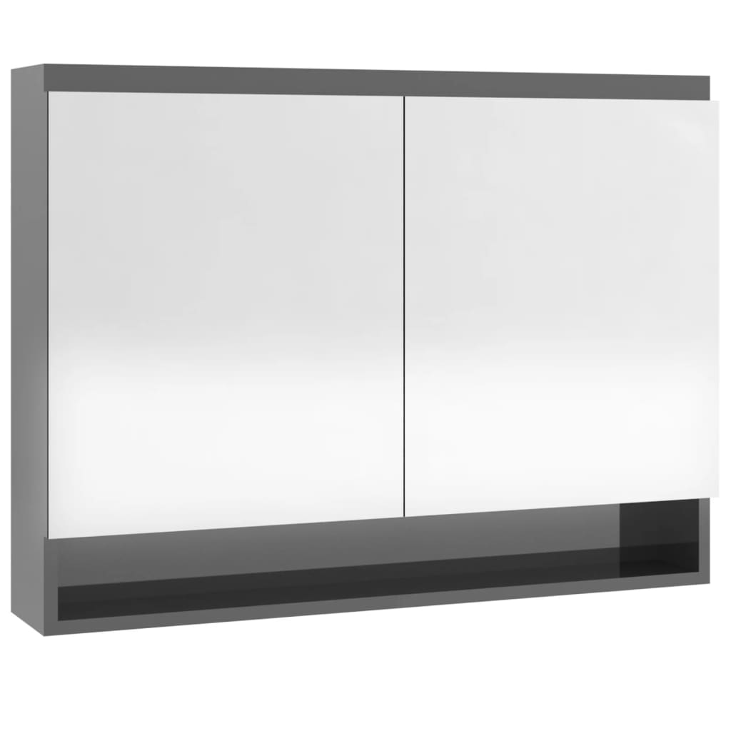 vidaXL Dulap de baie cu oglindă, gri strălucitor, 80x15x60 cm, MDF