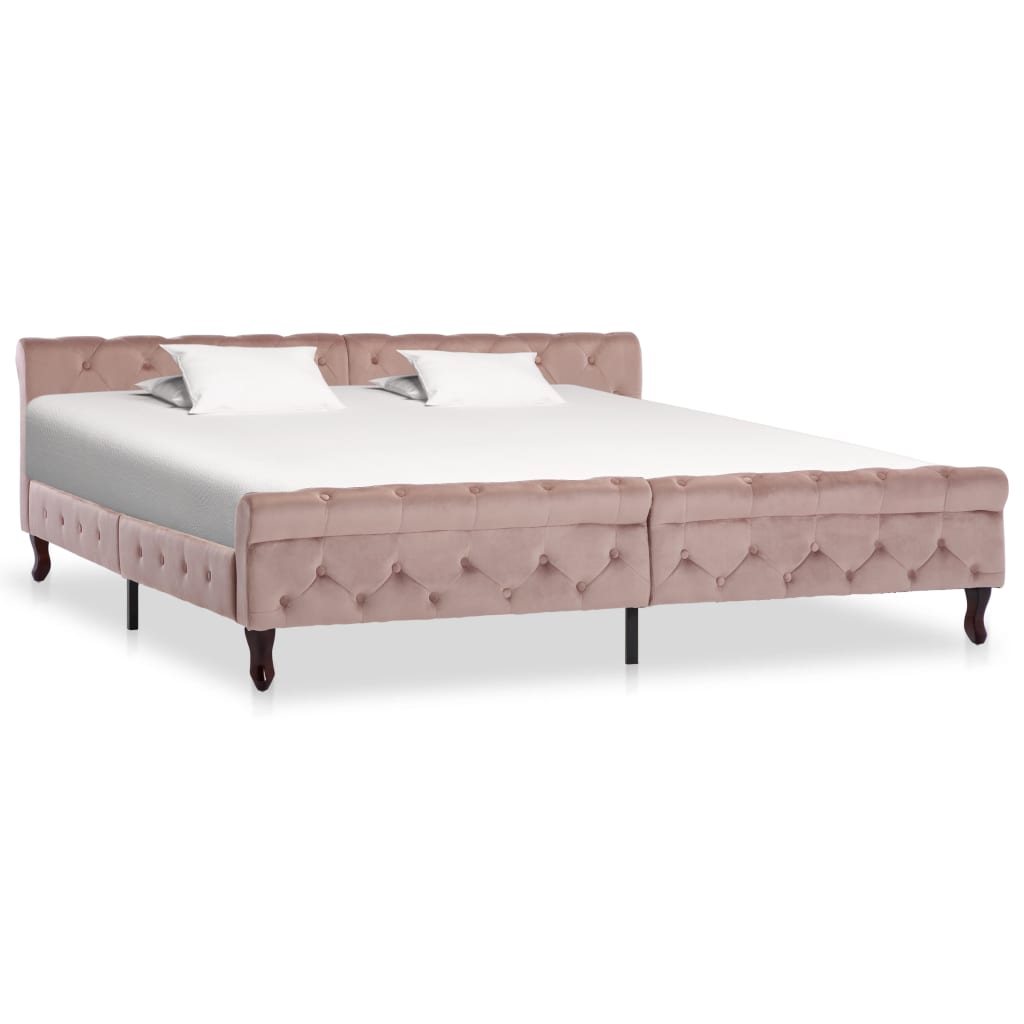 vidaXL Cadru de pat, roz, 200 x 200 cm, catifea