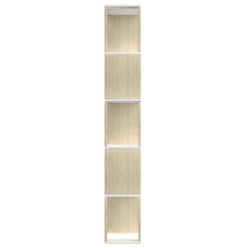 vidaXL Bibliotecă/Separator cameră alb&stejar sonoma 80x24x159 cm PAL