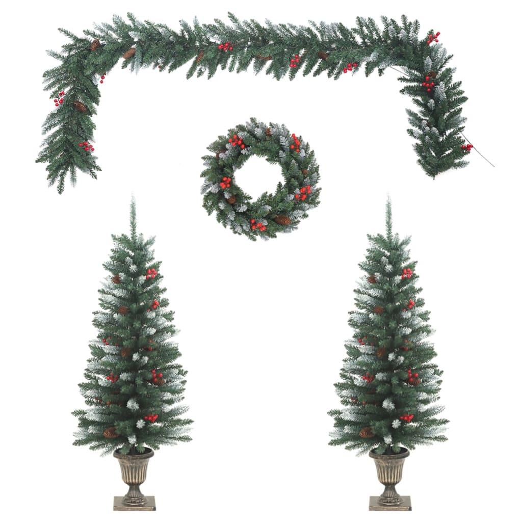 vidaXL Set decorațiuni de ușă pentru Crăciun 4 piese PVC