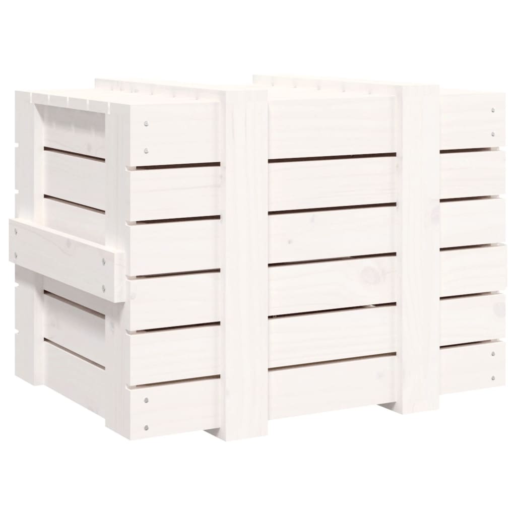 vidaXL Cutie de depozitare, alb, 58x40,5x42 cm, lemn masiv de pin