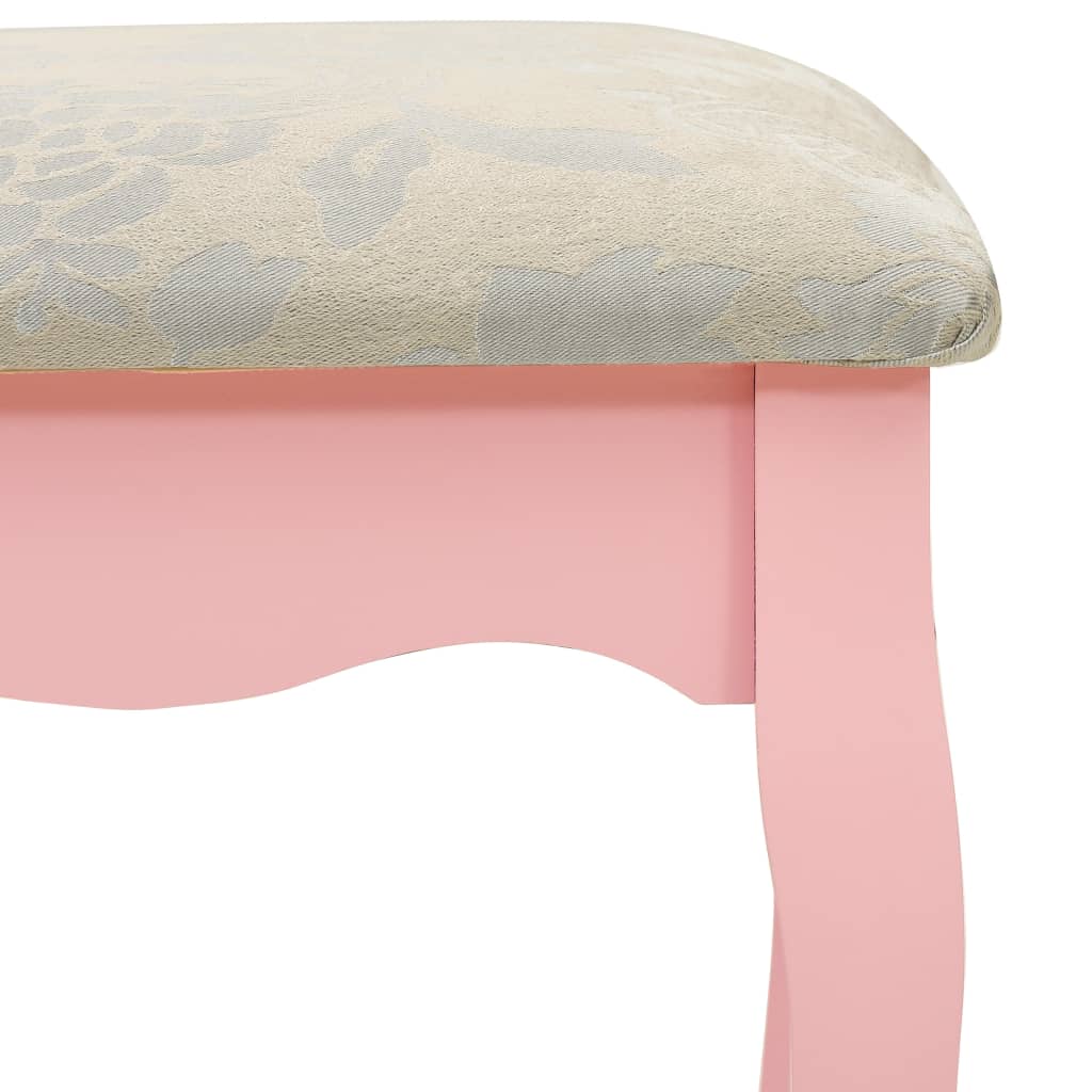vidaXL Set masă de toaletă cu taburet roz 50x59x136 cm lemn paulownia