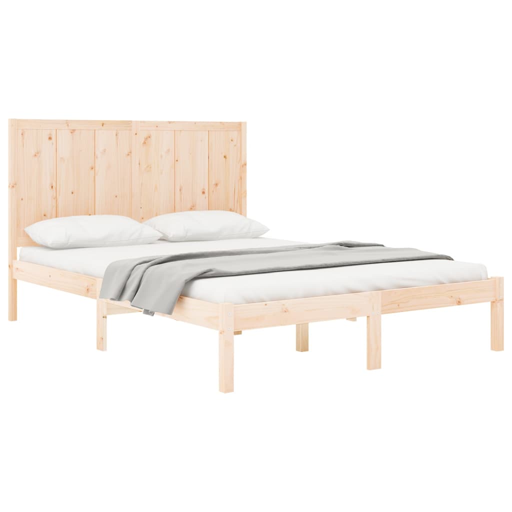 vidaXL Cadru de pat dublu, 135x190 cm, lemn masiv de pin