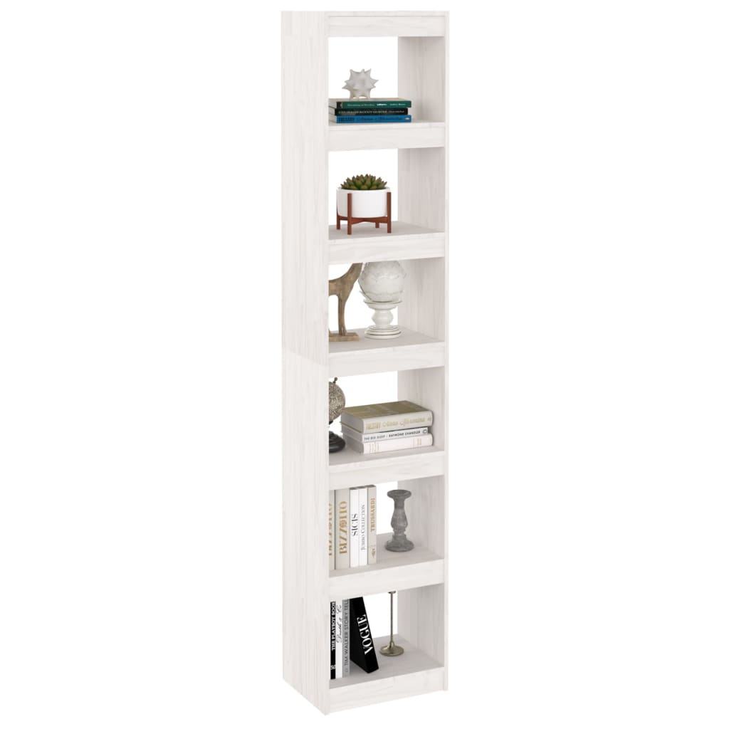 vidaXL Bibliotecă/Separator cameră, alb, 40x30x199 cm, lemn masiv pin