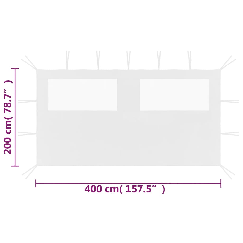 vidaXL Perete lateral foișor cu ferestre, alb, 4x2 m