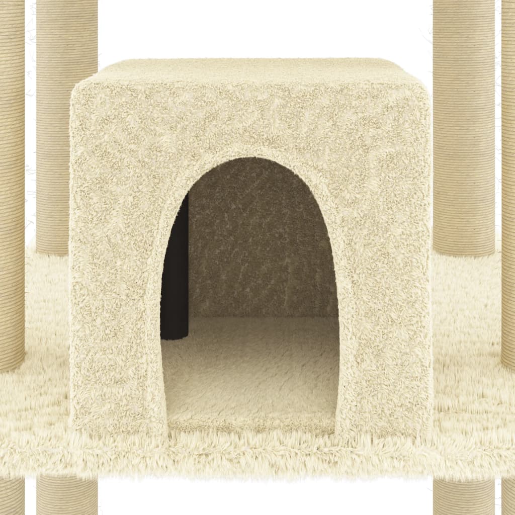 vidaXL Ansamblu pisici cu stâlpi din funie de sisal, crem, 216 cm