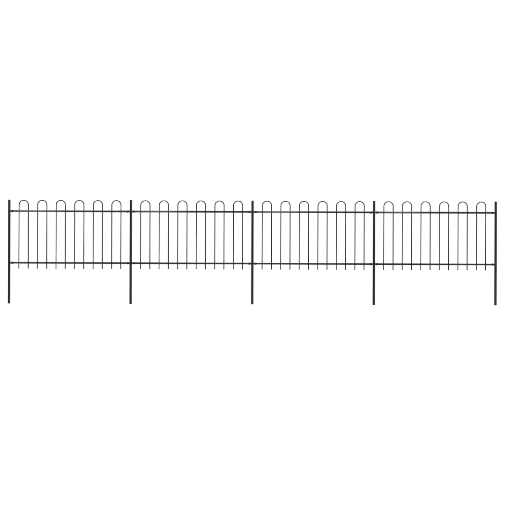 vidaXL Gard de grădină cu vârf curbat, negru, 6,8 m, oțel