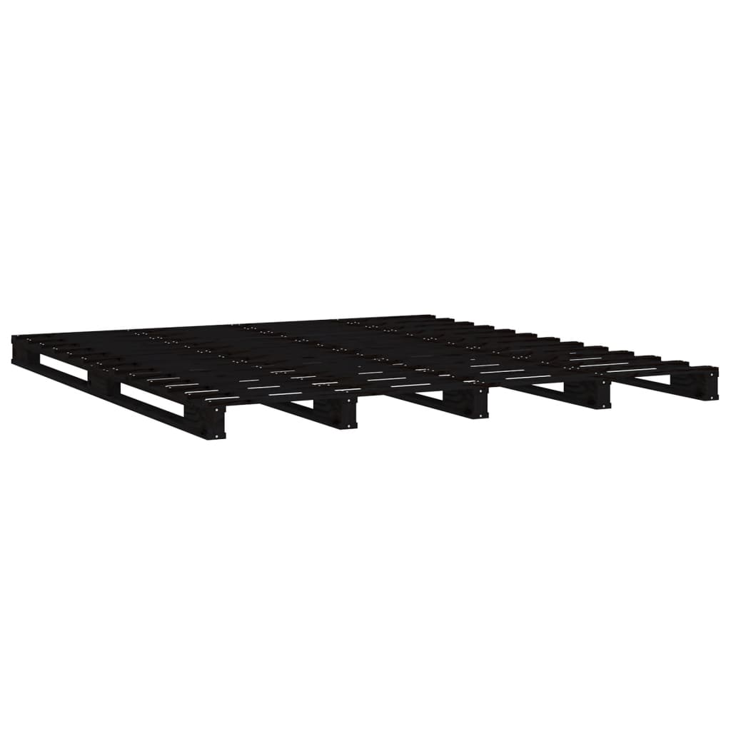 vidaXL Pat din paleți, negru, 140x200 cm, lemn masiv de pin