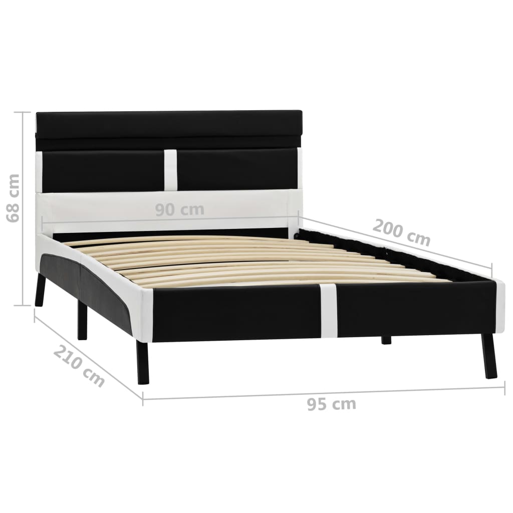 vidaXL Cadru de pat cu LED, negru, 90 x 200 cm, piele artificială