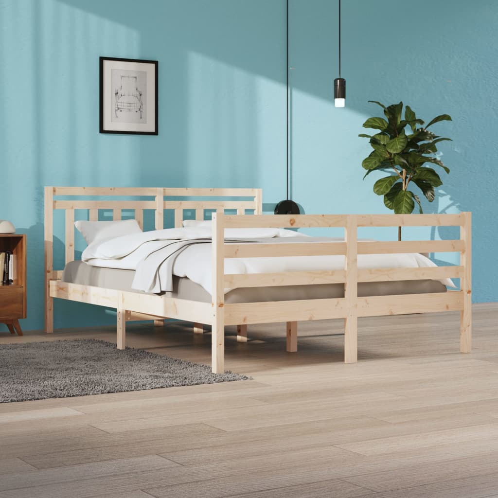 vidaXL Cadru de pat, 140x200 cm, lemn masiv