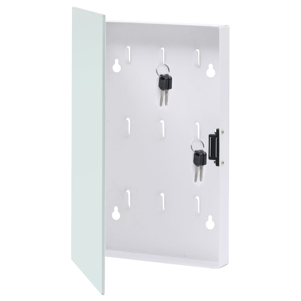 vidaXL Casetă pentru chei cu tablă magnetică, alb, 30 x 20 x 5,5 cm