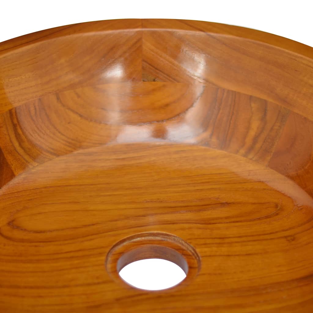vidaXL Chiuvetă, Φ40x10 cm, lemn masiv de tec