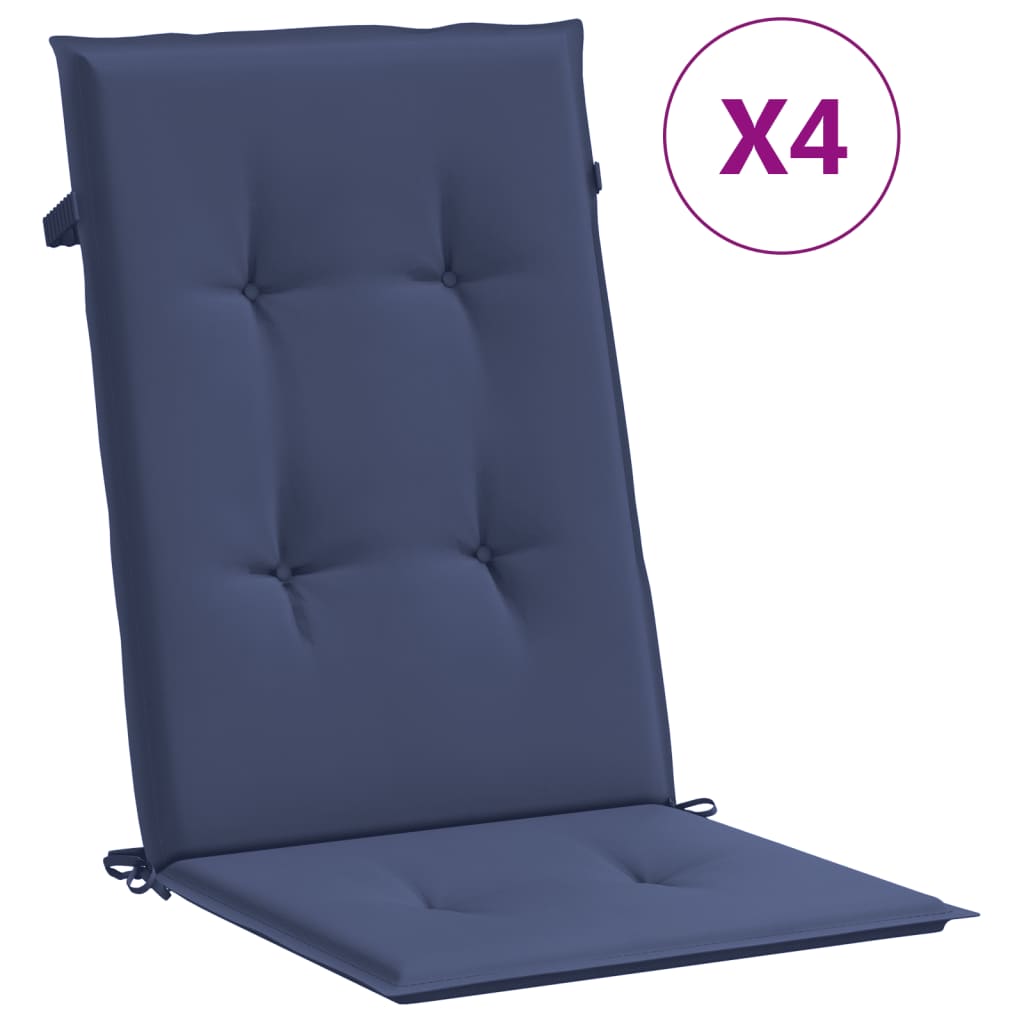 vidaXL Perne scaune cu spătar înalt, 4 buc., bleumarin, textil