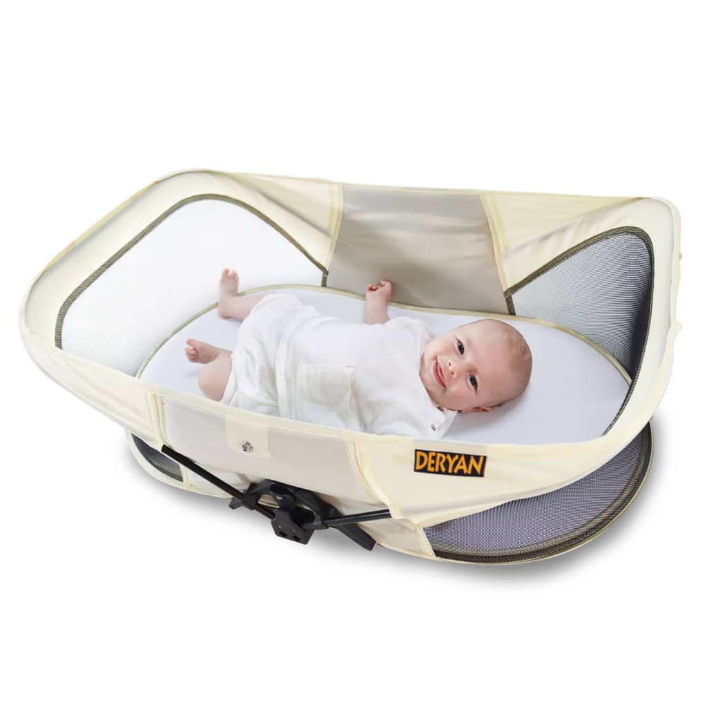 DERYAN Pătuț călătorie pop-up Infant Baby Luxe, cu plasă insecte, crem