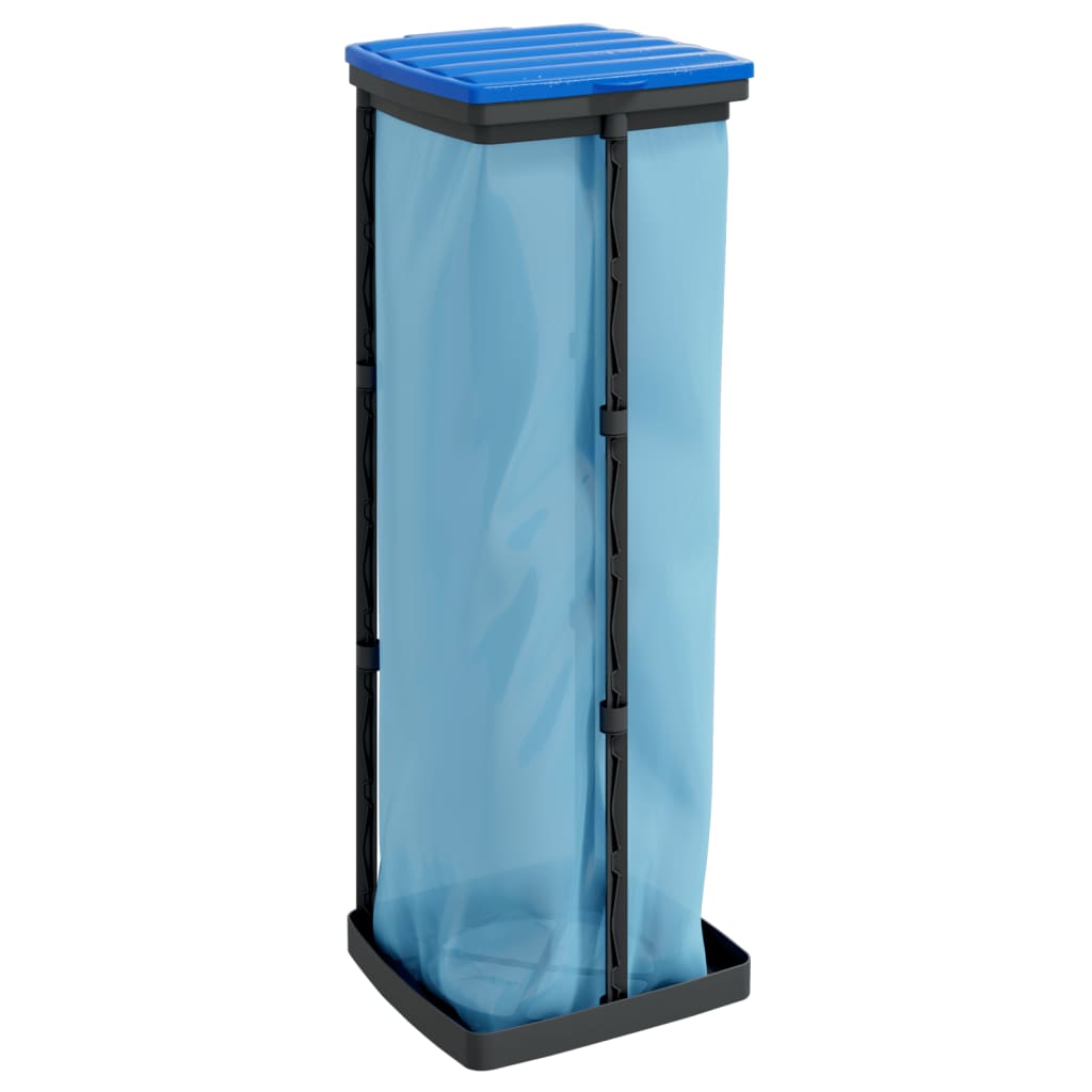 vidaXL Suporturi saci de gunoi, 2 buc., negru și albastru, 120 L, PP
