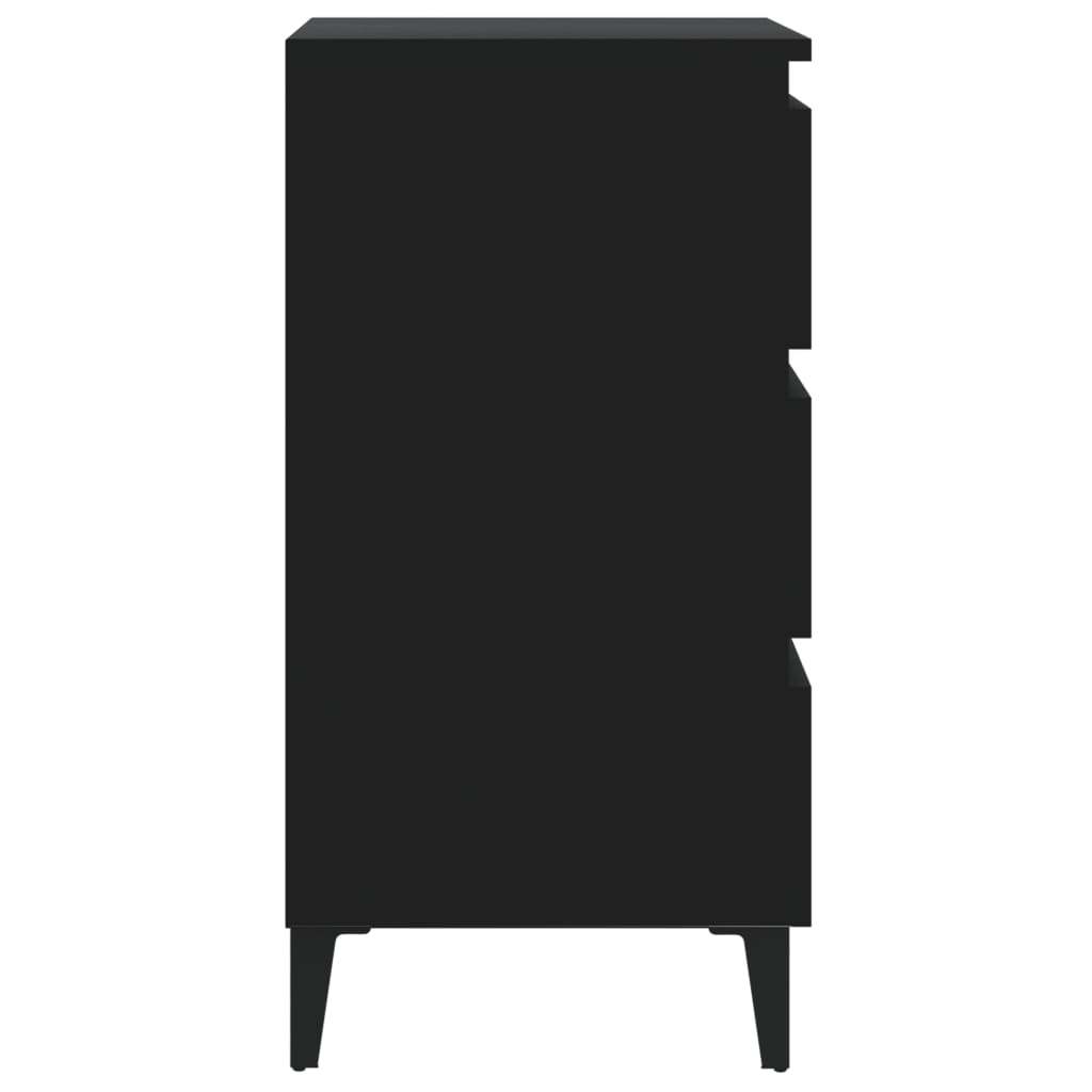 vidaXL Noptieră cu picioare metalice, 2 buc., negru, 40x35x69 cm