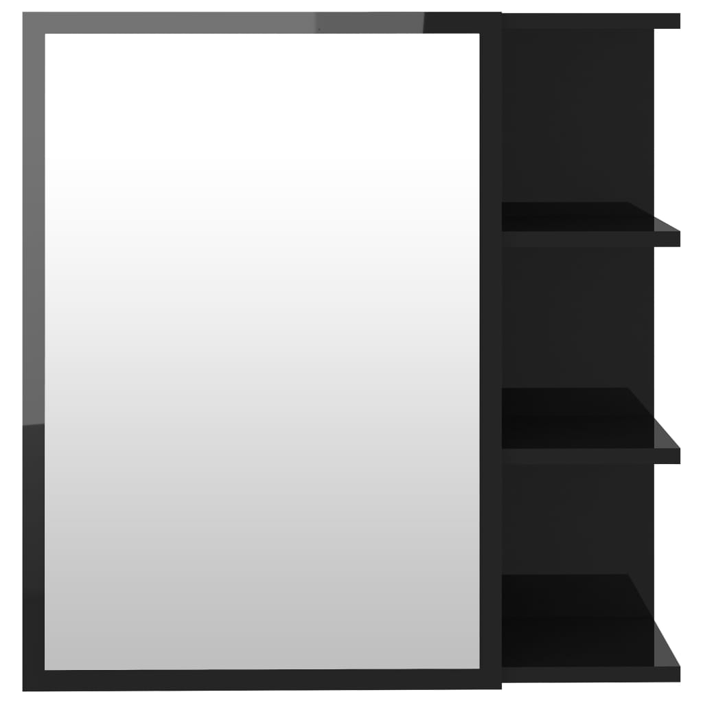 vidaXL Dulap de baie cu oglindă negru extralucios 62,5x20,5x64 cm PAL