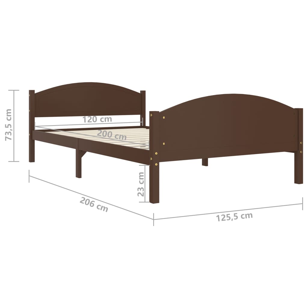 vidaXL Cadru de pat, maro închis, 120x200 cm, lemn masiv de pin