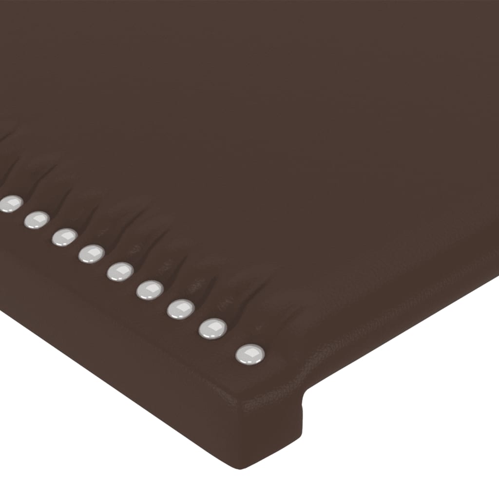 vidaXL Tăblie de pat cu LED, maro, 203x16x118/128 cm, piele ecologică
