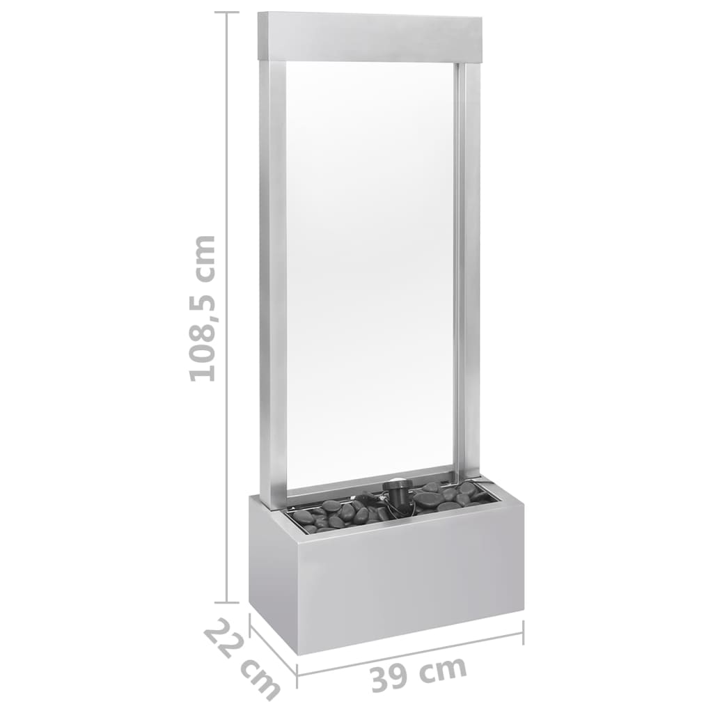 vidaXL Fântână de grădină, argintiu, 39x22x108,5 cm, oțel inoxidabil