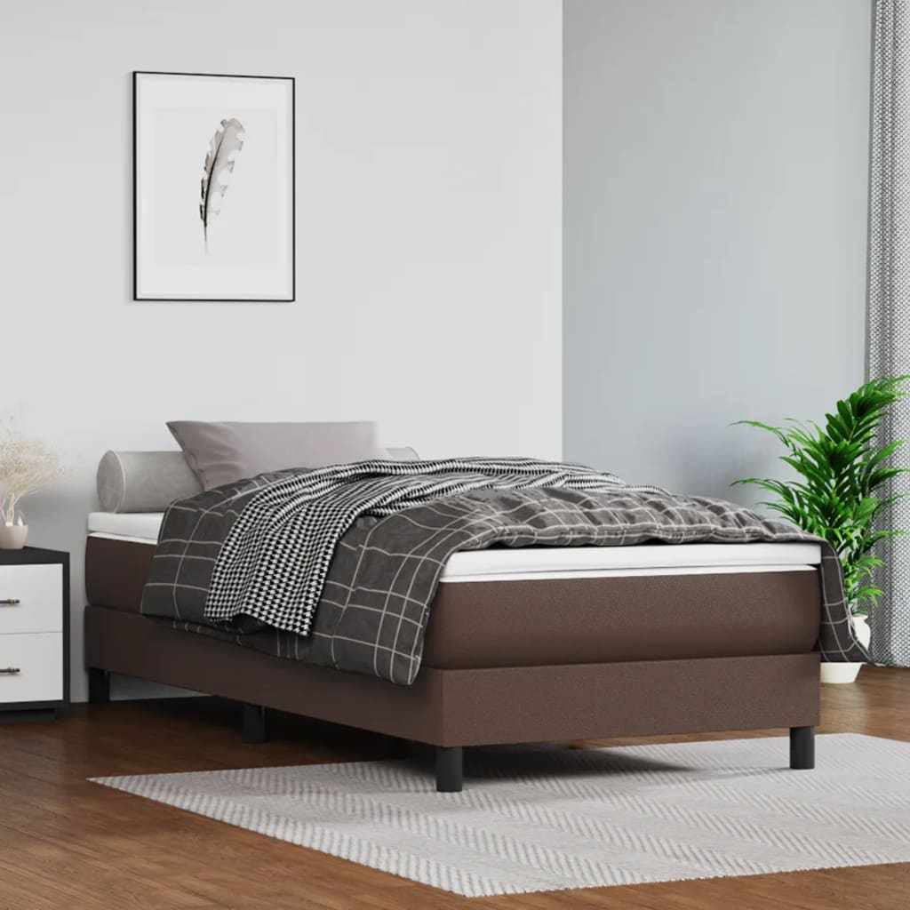 vidaXL Saltea de pat cu arcuri, maro, 80x200x20 cm, piele ecologică