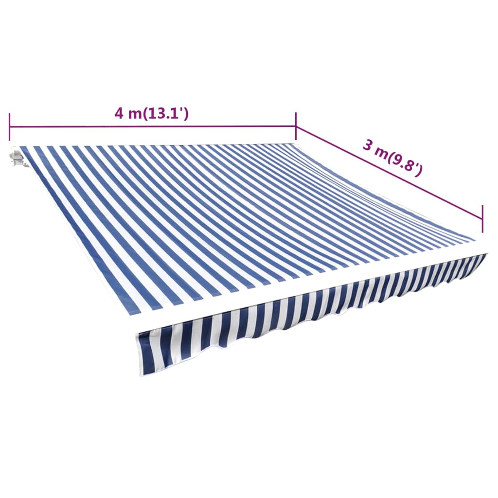vidaXL Pânză copertină, albastru & alb, 4x3 m (cadrul nu este inclus)