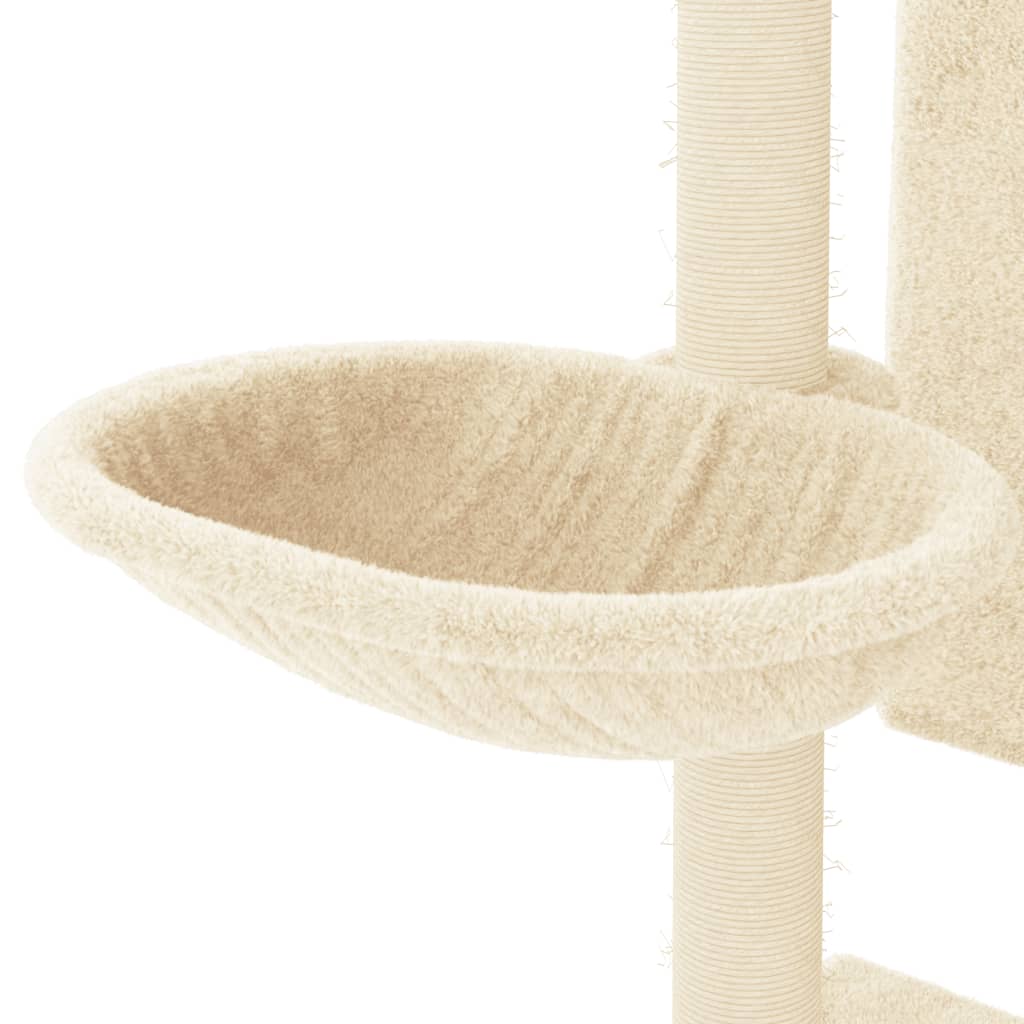 vidaXL Ansamblu de pisici cu stâlpi din funie de sisal, crem, 130,5 cm