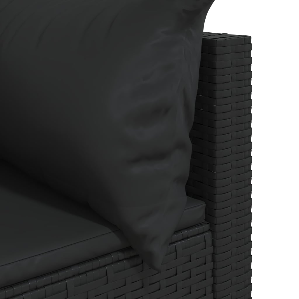 vidaXL Canapele de colț de grădină cu perne 2 buc. negru poliratan