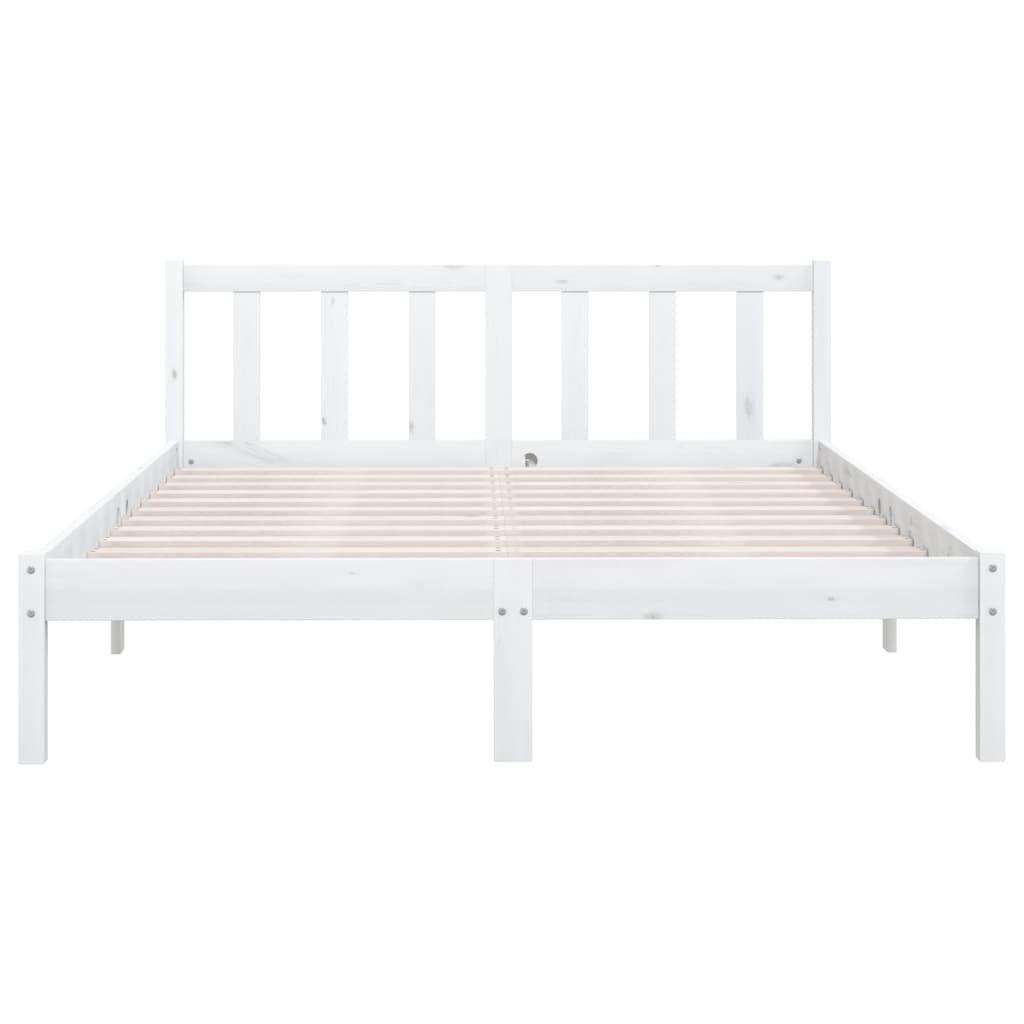 vidaXL Cadru de pat, alb, 140x190 cm, lemn de pin masiv