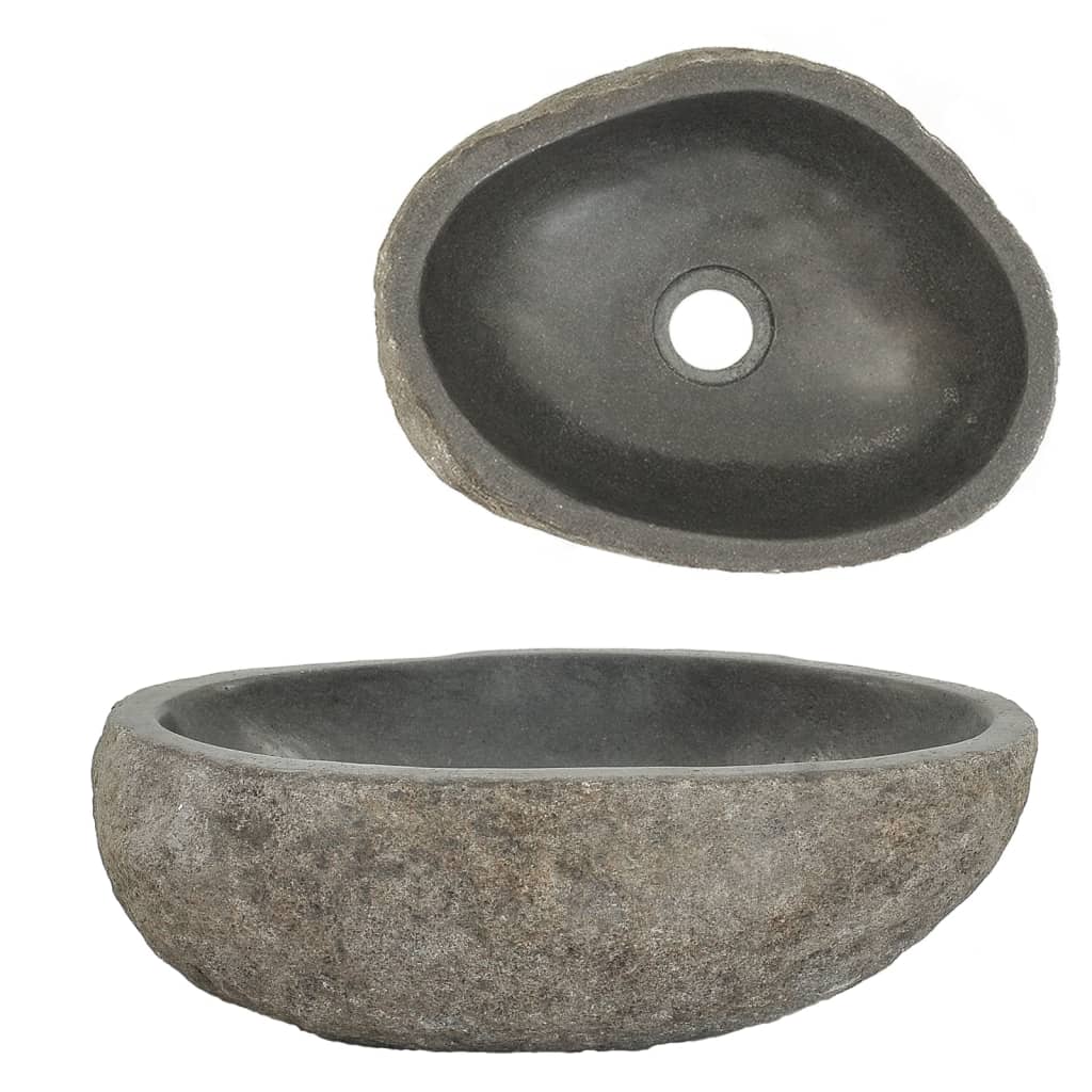vidaXL Chiuvetă din piatră de râu, 30-37 cm, ovală