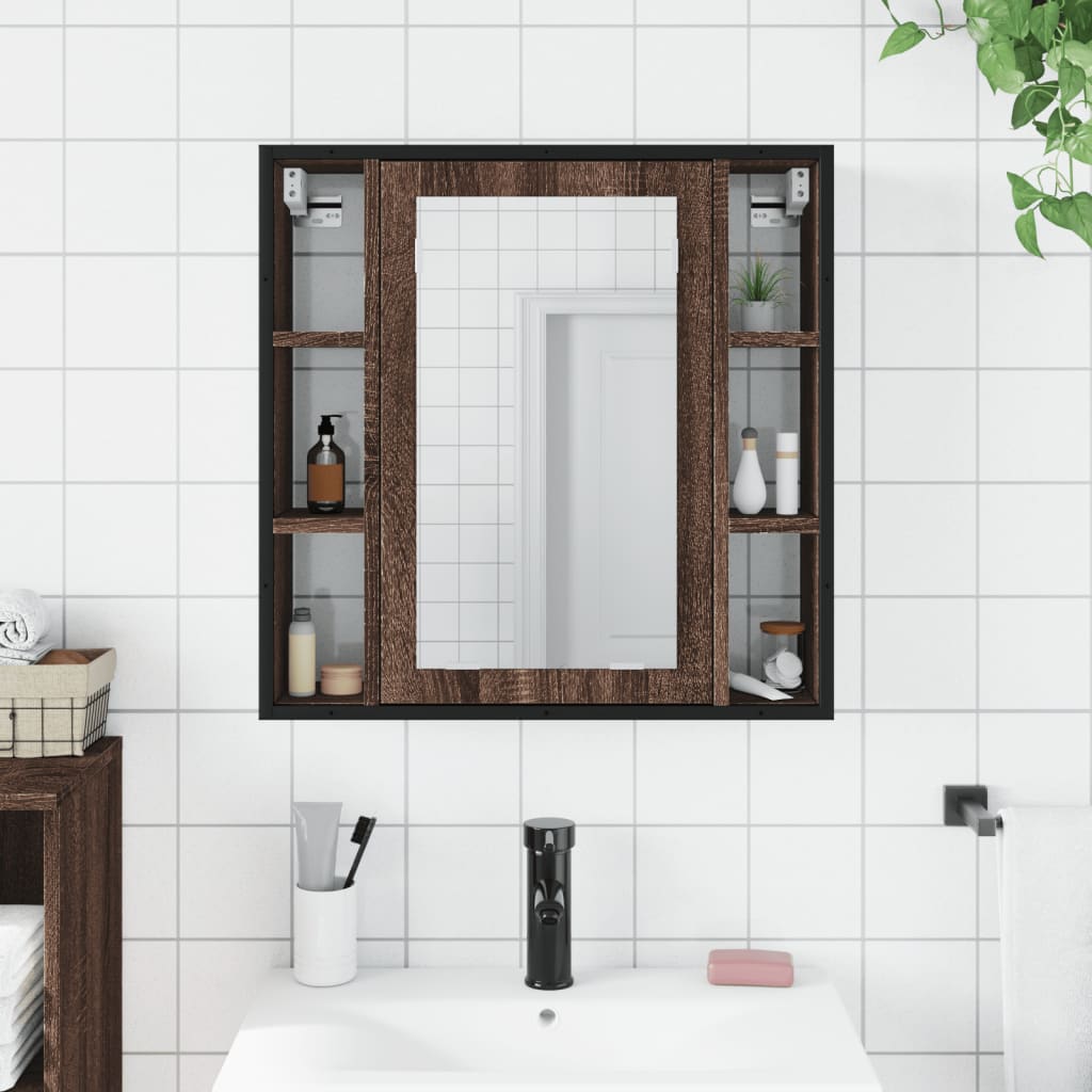 vidaXL Dulap baie cu oglindă stejar maro 60x16x60 cm lemn compozit