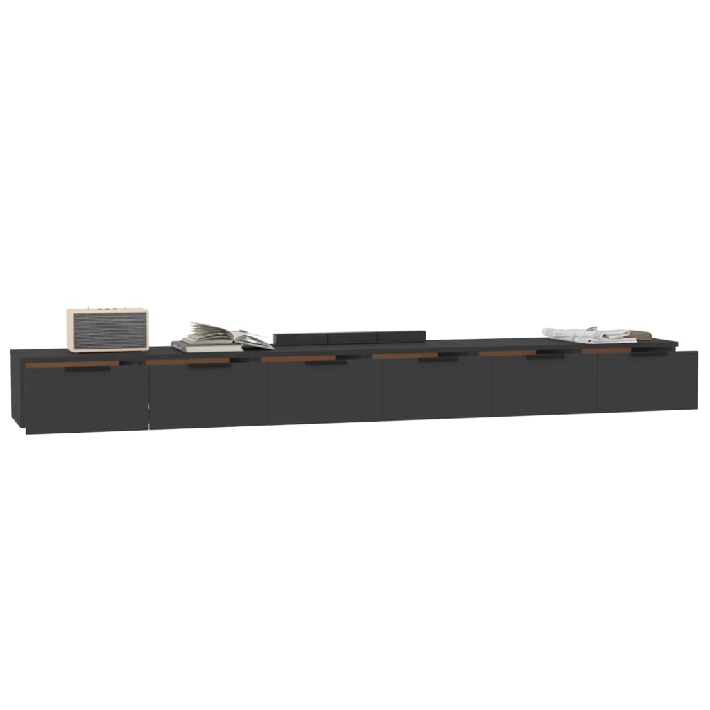 vidaXL Dulapuri de perete, 2 buc., negru, 102x30x20 cm, lemn prelucrat