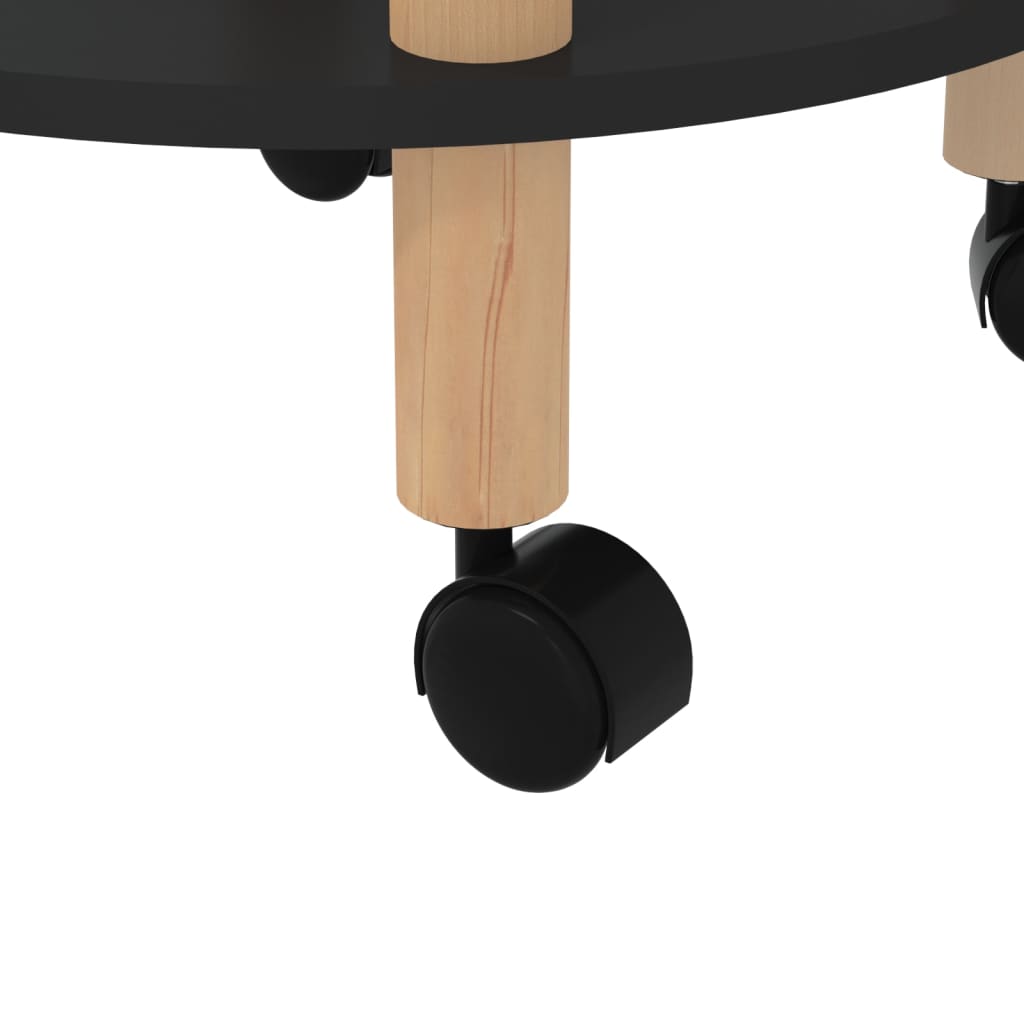 vidaXL Masă cărucior 3 niveluri negru 38x38x82cm lemn prelucrat/pin